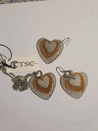 Orecchini e collana a forma di cuore TSC Jewels