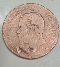 Moneta vittorio emanuele ii 5 centesimi 1861