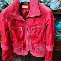 Giacca in camoscio( vera pelle) e tessuto