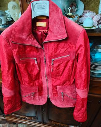 Giacca in camoscio( vera pelle) e tessuto