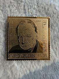 Francobollo Oro Winston Churchill - Kirghizistan