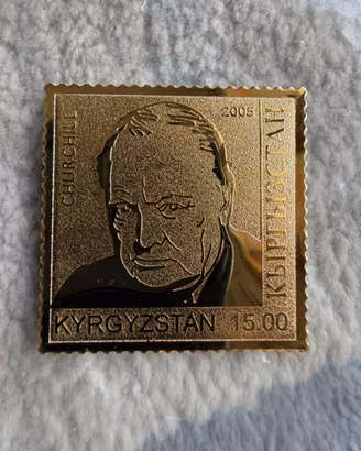 Francobollo Oro Winston Churchill - Kirghizistan