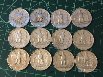 lotto 12 monete 5 lire argento aquilotto