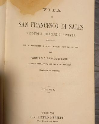libro "Vita di San Francesco di Sales" 1885
