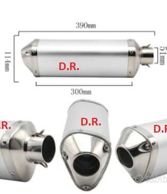 Y0-142 scarico triangolare silver 39 cm terminale