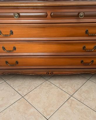 Rete matrimoniale a doghe,cassettiera e comodini