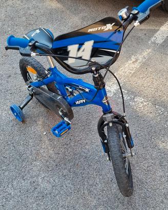 Bici Bimbo Huffy Moto X "14" Blue con Rotelle 