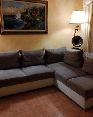 Divano con penisola a cassettone