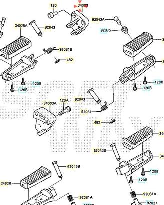 Staffa pedana ant Sx Kawasaki GPZ RX 1000 34003124