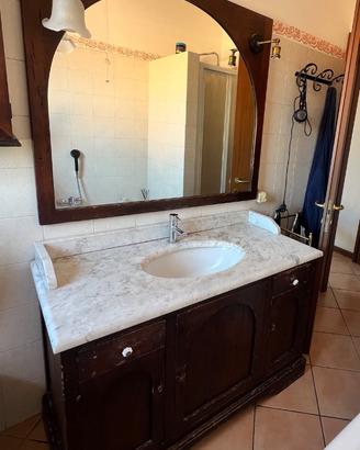 Mobile bagno vintage in legno massello con piano i
