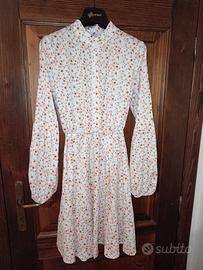 Abito corto a fiori con maniche a palloncino M