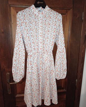 Abito corto a fiori con maniche a palloncino M