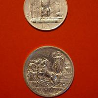 Monete Argento 5 lire 2 lire V.E.lll regno