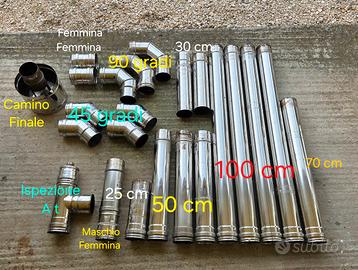 Tubi  acciaio inox 80 mm per stufa a pellet/ legna