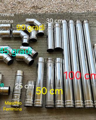 Tubi  acciaio inox 80 mm per stufa a pellet/ legna