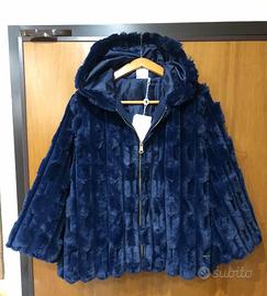 Pelliccia ecologica Lady Chic tg.XL blu etichettat