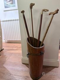 Portabastoni vintage con 4 bastoni decorativi