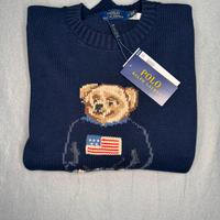 Maglione Polo Ralph Lauren Bear Blu Nuovo con Tag