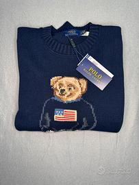 Maglione Polo Ralph Lauren Bear Blu Nuovo con Tag