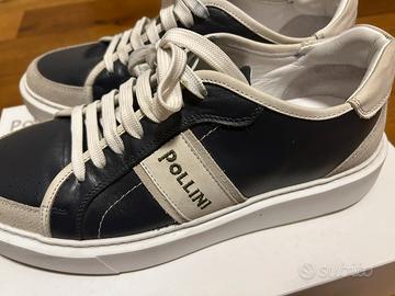 Sneakers Pollini in pelle blu e bianche tg. 43