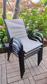 Set di 4 Sedie da Giardino Impilabili in metallo