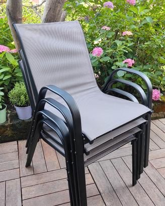 Set di 4 Sedie da Giardino Impilabili in metallo