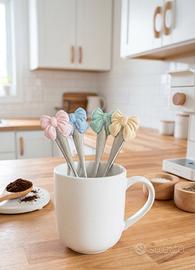  set  4 cucchiaini decorati fiocco