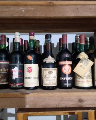 Bottiglie di vino anni 50, 60 e 70.