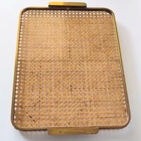 Vassoio  paglia di Vienna plexiglass anni 70