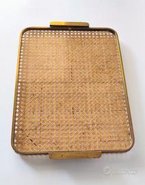 Vassoio  paglia di Vienna plexiglass anni 70