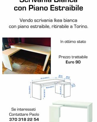 Scrivania Bianca con Piano Estraibile