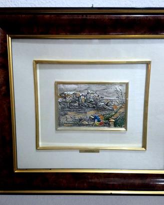 Quadro Roma sparita Isola Tiberina 43x38 ARG e ORO