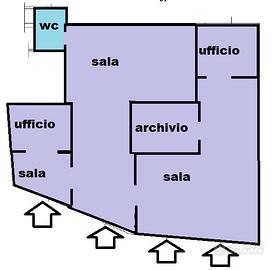 Locale diviso in stanze di circa 200 mq