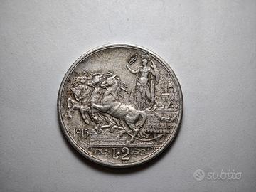 Regno d'Italia 2 Lire 1915 Quadriga Falso d'epoca