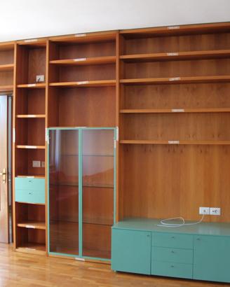 LIBRERIA MODULARE PER SALOTTO IN LEGNO MASSELLO