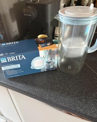 BRITA Caraffa filtrante vetro + 6 filtri nuovi