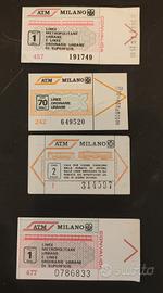 Lotto di 4 biglietti ATM Milano per linee urbane e