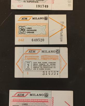 Lotto di 4 biglietti ATM Milano per linee urbane e