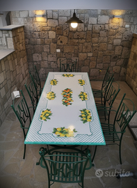 TAVOLO IN PIETRA LAVICA MIS. 200X100 CM. COMPLETO