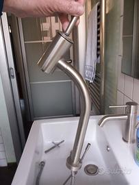 Miscelatore lavabo bagno acciaio inox spazzolato