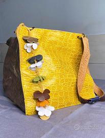 Borsa secchiello cubo pelle effetto rettile