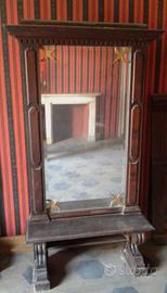 Grande specchiera specchio antico psiche in legno
