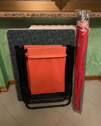 Sedie campeggio Ombrellone sole e tavolino