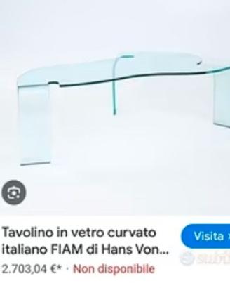 Tavolo tavolino vetro Hans Von Klier per Fiam