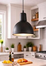 Lampada a sospensione industriale nera Ø40 cm