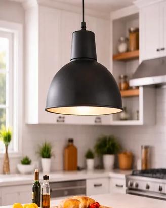 Lampada a sospensione industriale nera Ø40 cm