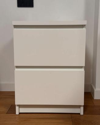Comodino Ikea Malm a due cassetti bianco