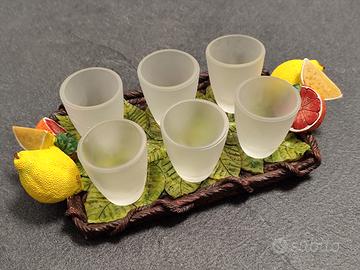 set da 6 tazzine limoncello con vassoio 