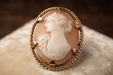 Gioiello antico pendente cammeo donna rolled gold