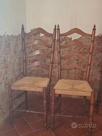 n. 2 sedie country impagliate